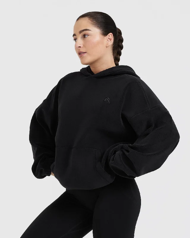 Fleece Oversized Hoodie | Black