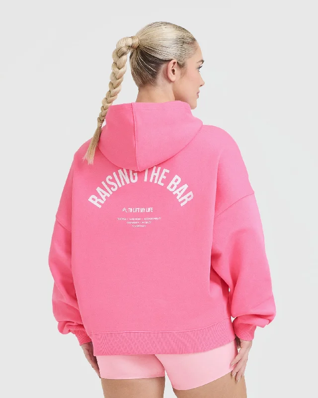 Raising the Bar Graphic Unisex Oversized Hoodie | Peony Pink