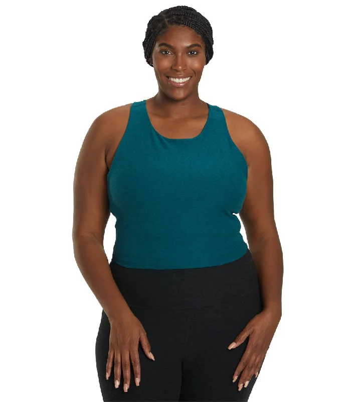 Beyond Yoga Plus Size Spacedye Focus Cropped Tank Deep Sea Heather