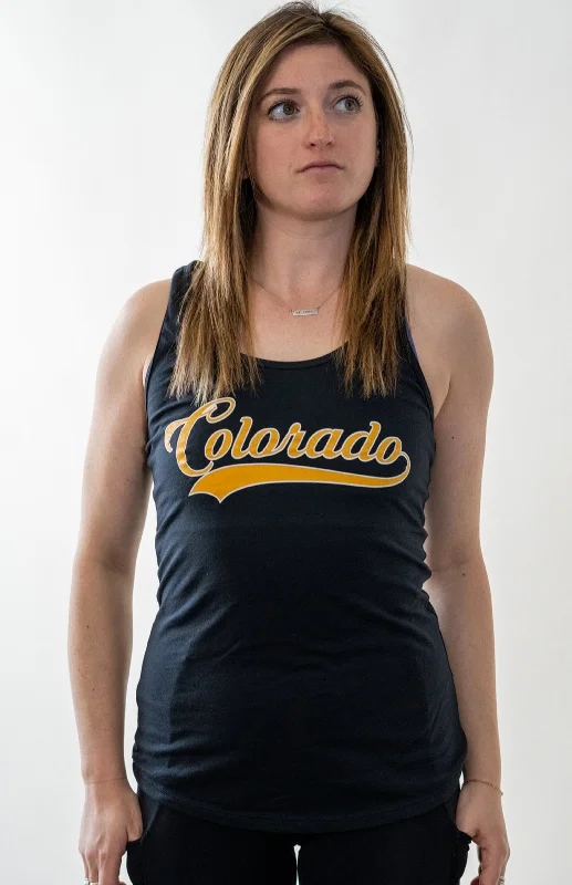 Colorado Baseball Text Racerback Tank