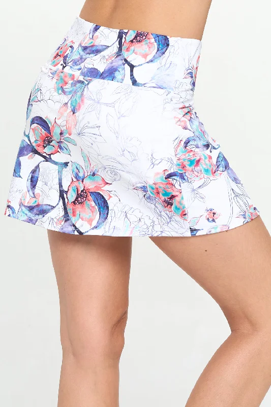 Frankie - Blue Hibiscus Slit Skort w Pockets