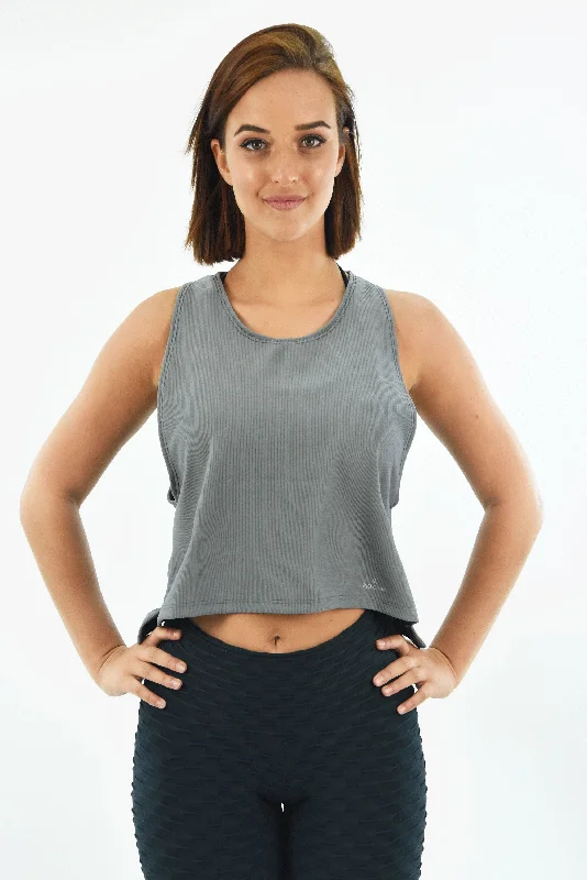 Marcia Crop  Tank Grey