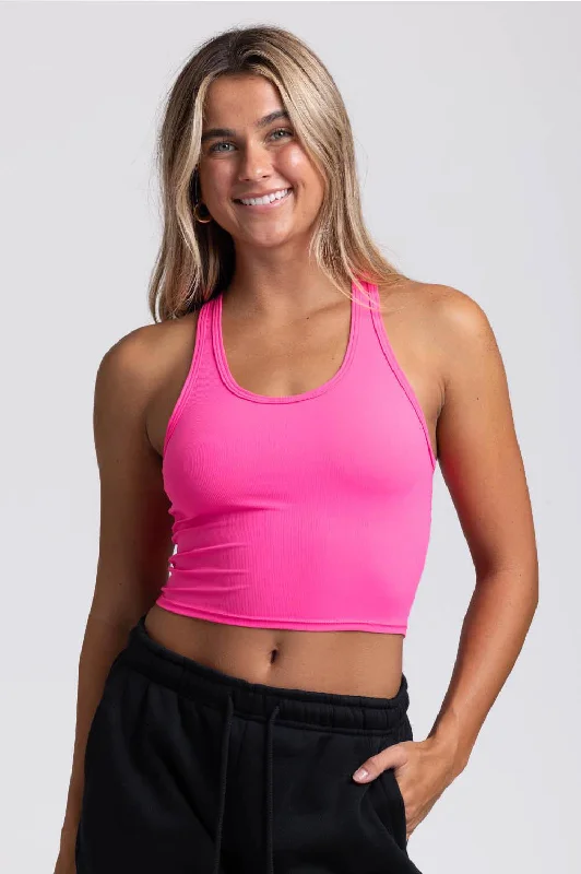 Rochelle Basic Crop Top - Electric Pink