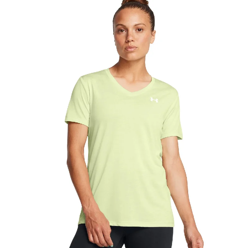 Under Armour Tech V-Neck Twist Training Tee - Womens - Retro Green/White