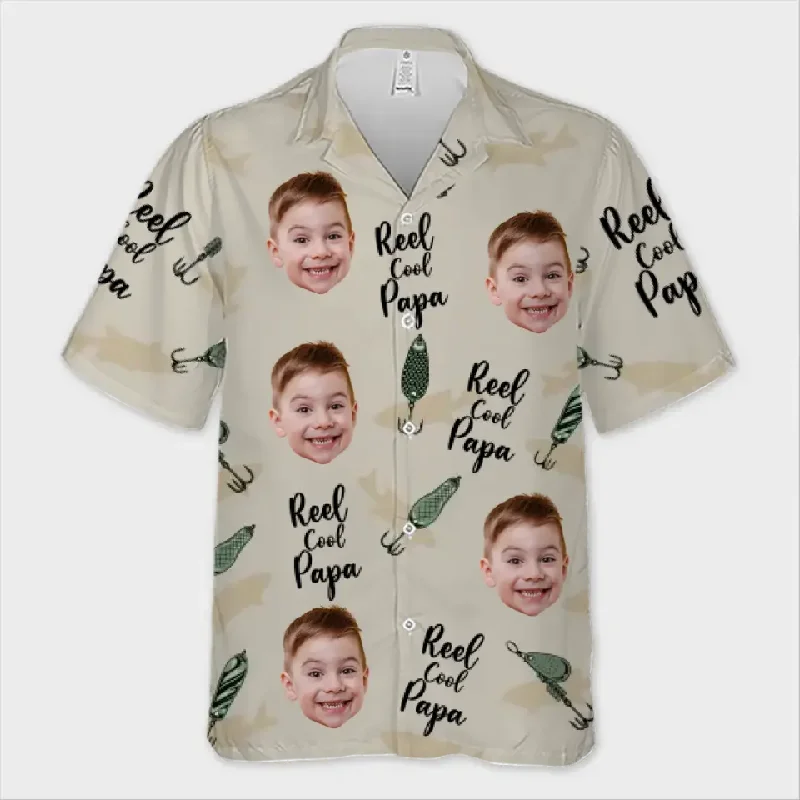 Custom Photo Just A Dad And His Boy - Family Personalized Custom Unisex Tropical Hawaiian Aloha Shirt - Summer Vacation Gift, Gift For Dad, Grandpa