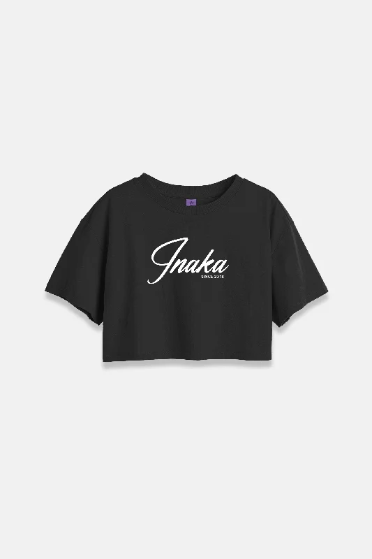 JUNGLE SCRIPT CROP TEE - BLACK