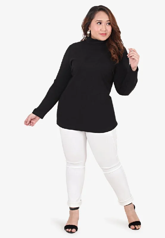 Wahida Cozy Turtleneck Top - Black