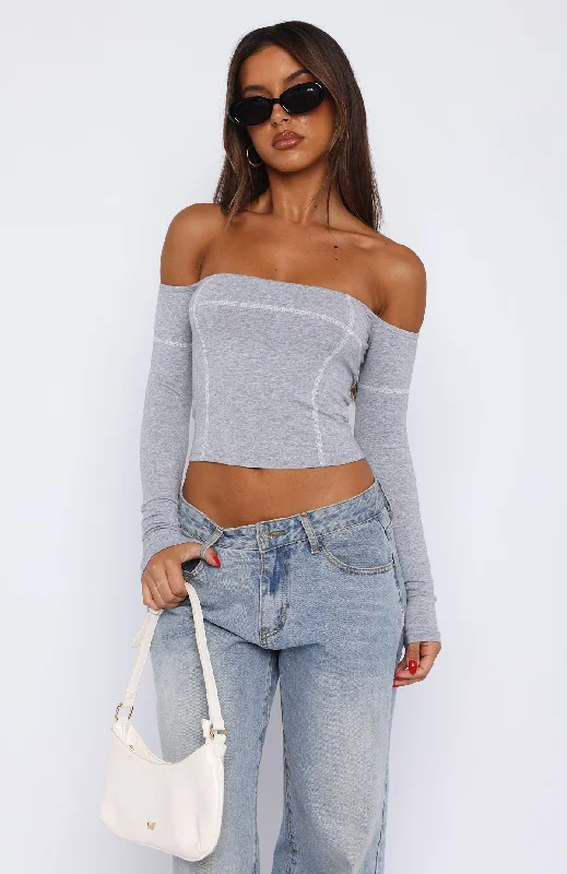 Pretty Sight Long Sleeve Top Grey Marle