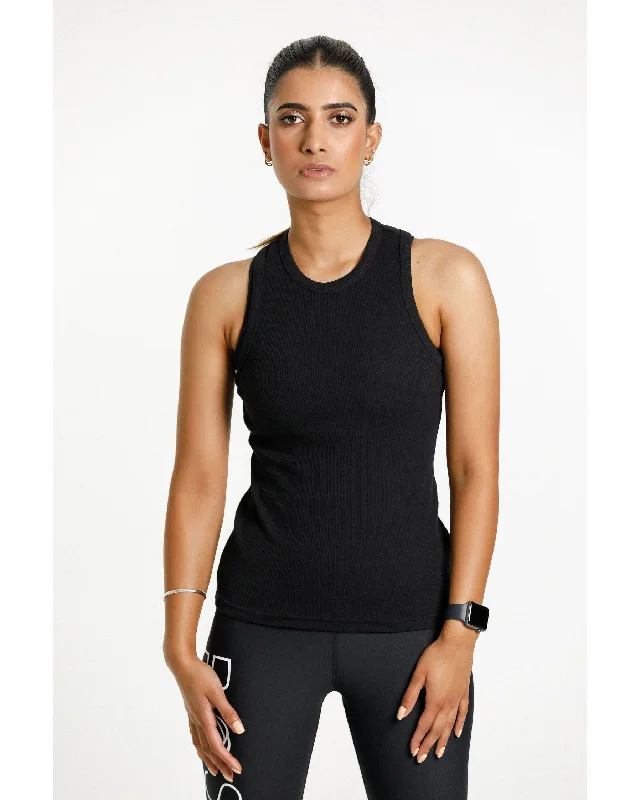 Rose Road Luca Rib Singlet - Black