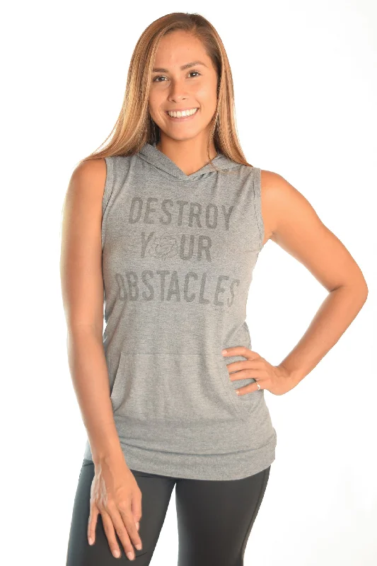 Sleeveless Triblend Hoodie  With Destroy Your Obstacles