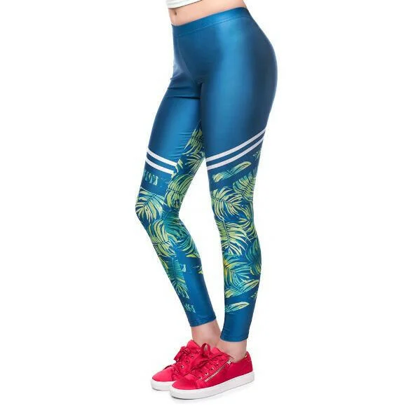 Flesh Tropical Leaves Digital Print Legging