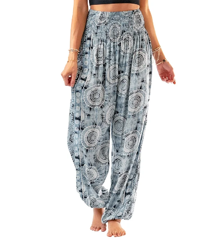 Lotus and Luna Watercolor Mandala Harem Pants Gray