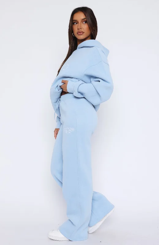 Missed Flights Wide Leg Sweatpants Soft Blue