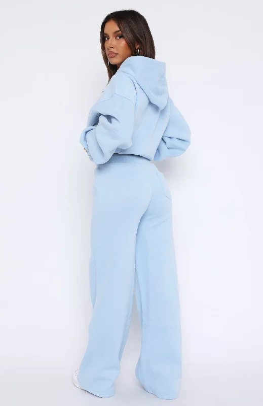 Missed Flights Wide Leg Sweatpants Soft Blue