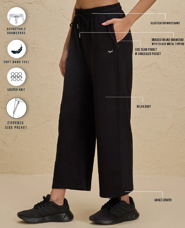 Nykd By Nykaa Summer Essential Comfort Cotton Terry Lounge Pants -NYLE606-Jet Black