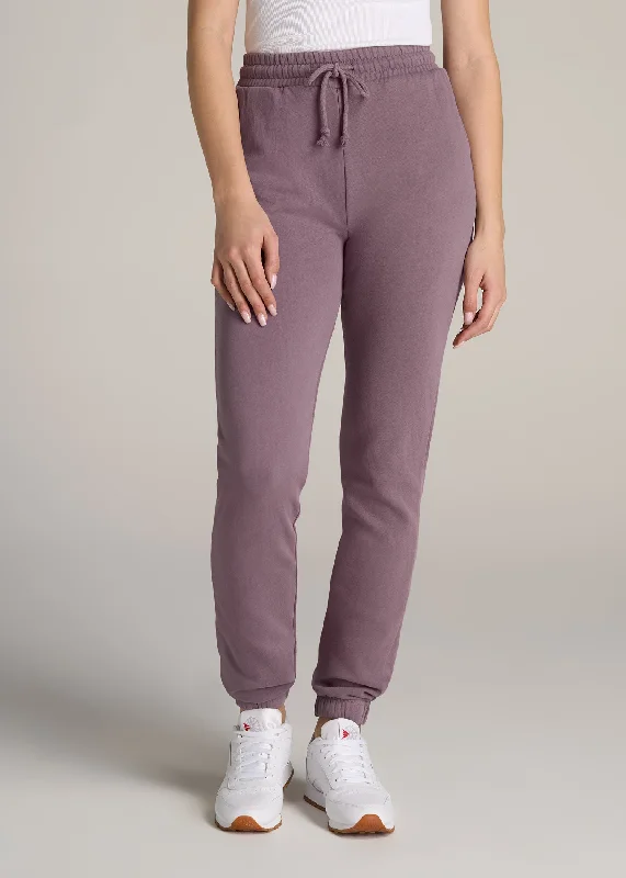 Wearever Fleece SLIM-FIT High-Waisted Women's Garment Dye Sweatpants in Smoked Mauve