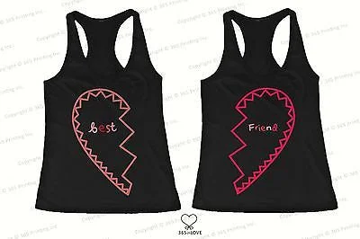 BFF Tank Tops Best Friend Matching Hearts Matching Shirts for Best Friends