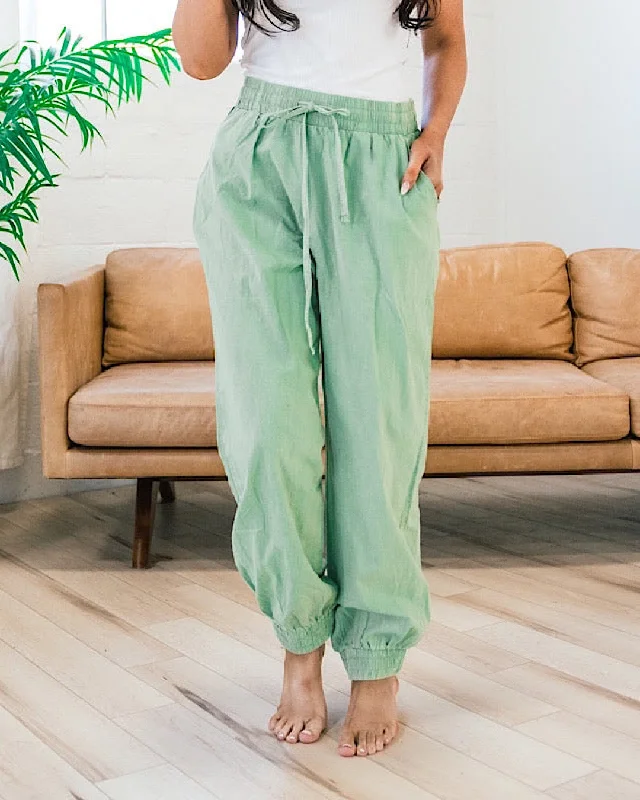 Drawstring Waist Joggers - Sage FINAL SALE