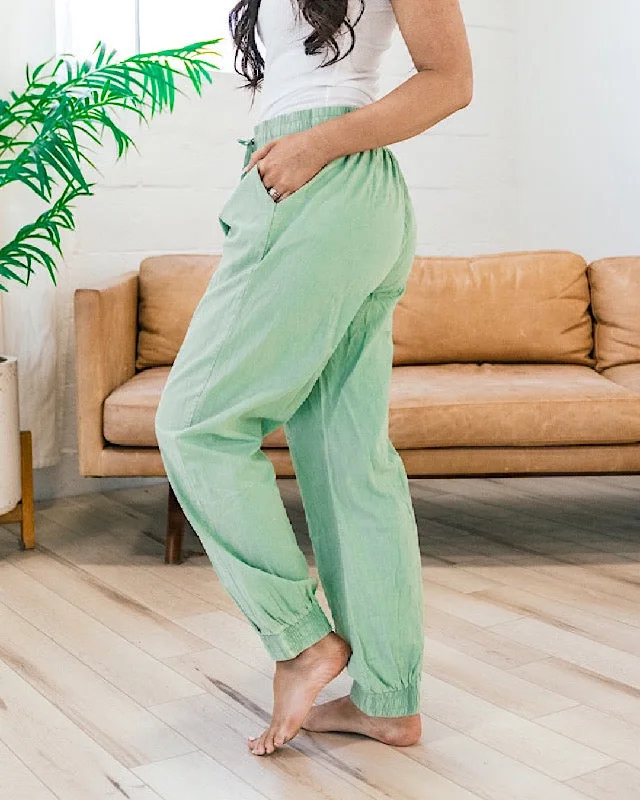 Drawstring Waist Joggers - Sage FINAL SALE