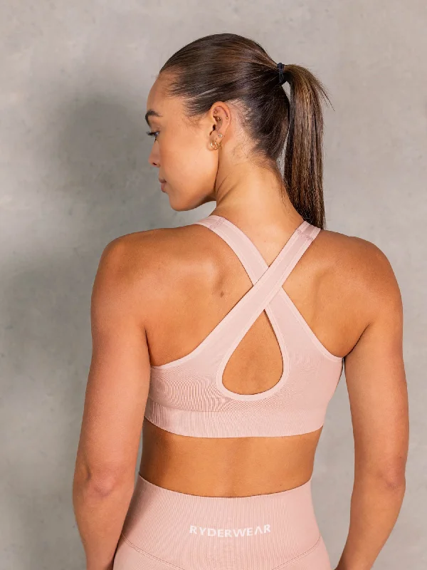 NRG Seamless Scoop Neck Sports Bra - Biscotti