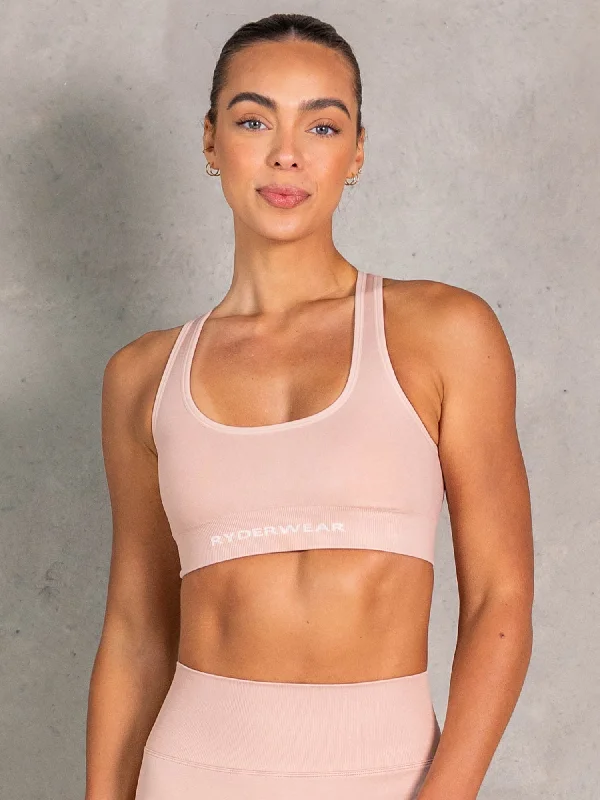 NRG Seamless Scoop Neck Sports Bra - Biscotti