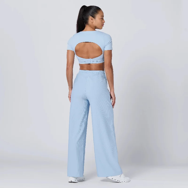 Ribbed Wide Leg Pants - Skyway