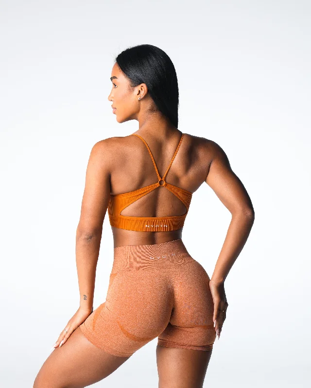 Terracotta Glimpse Ribbed Seamless Bra