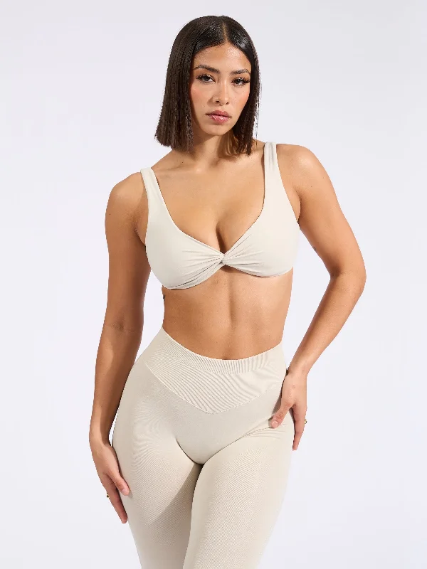 Twisted Sports Bra - Bone