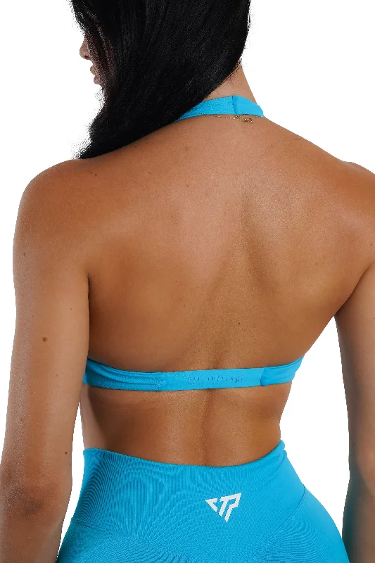 Twist Halter Bra - Neon Blue