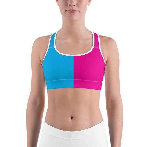 Two Tone Pink & Blue Sports Bra