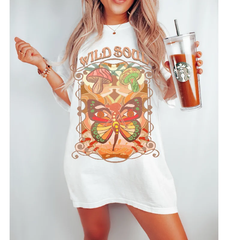 Wild Soul Comfort Colors® T-Shirt, T-Shirt Dress, Boho Hippie Celestial Design, Oversized Print Spring or Summer T-Shirt