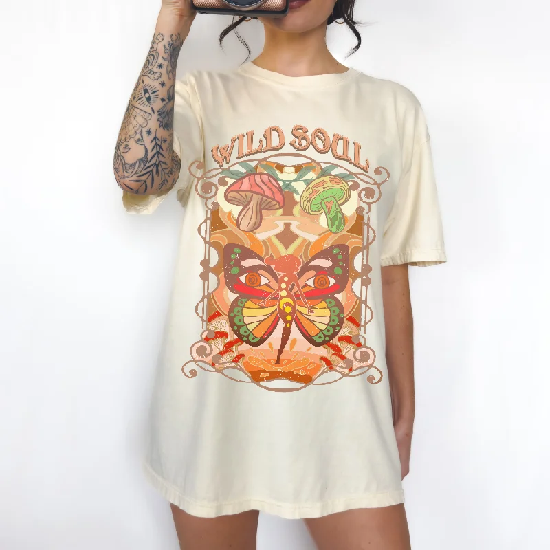 Wild Soul Comfort Colors® T-Shirt, T-Shirt Dress, Boho Hippie Celestial Design, Oversized Print Spring or Summer T-Shirt