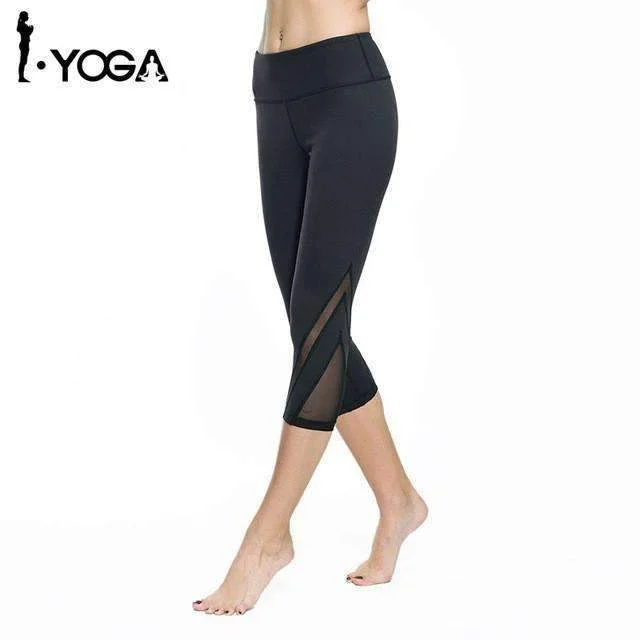 Women Fitness Yoga Pants Gym Sports Slim Sexy Mesh Leggings Tights Workout Running Clothes Breathable Quick Dry Sportswear