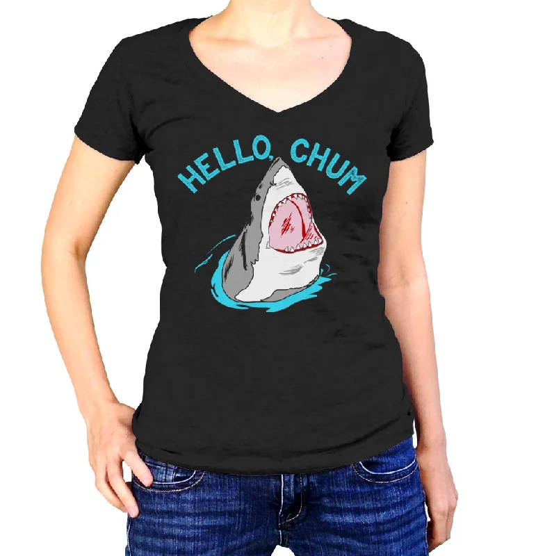 Women's Hello Chum Shark Vneck T-Shirt